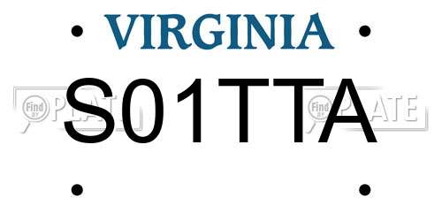 S01TTA Virginia License Plate