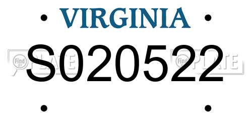 S020522 Virginia License Plate