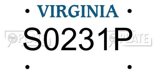S0231P Virginia License Plate