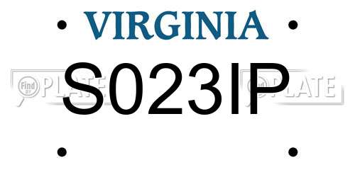S023IP Virginia License Plate