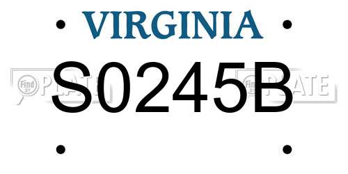 S0245B Virginia License Plate