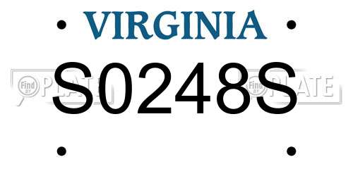 S0248S Virginia License Plate