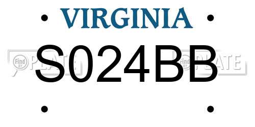S024BB Virginia License Plate