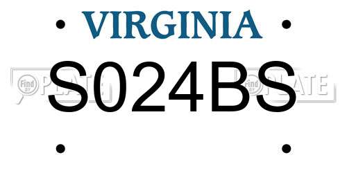 S024BS Virginia License Plate
