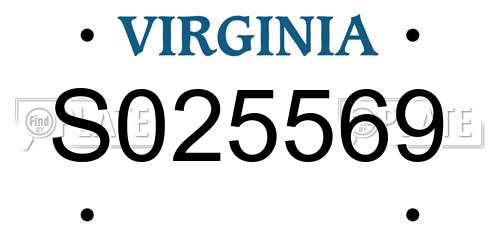 S025569 Virginia License Plate