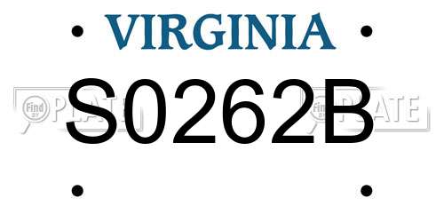 S0262B Virginia License Plate