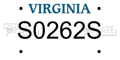S0262S Virginia License Plate
