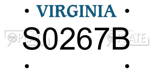 S0267B Virginia License Plate