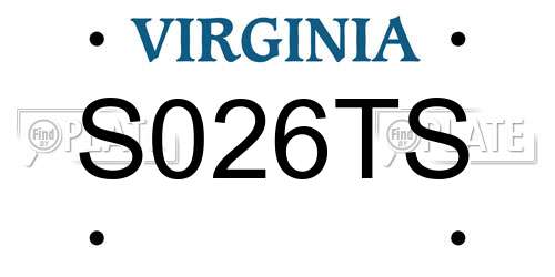 S026TS Virginia License Plate