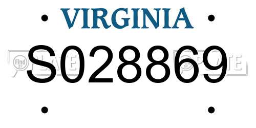S028869 Virginia License Plate