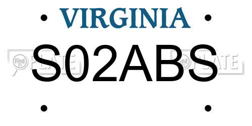 S02ABS Virginia License Plate