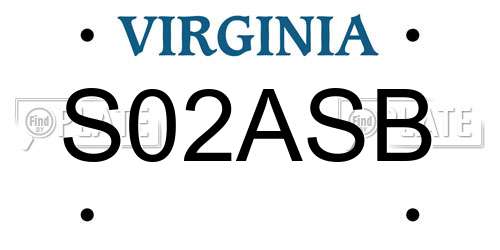 S02ASB Virginia License Plate
