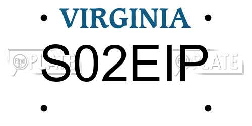S02EIP Virginia License Plate