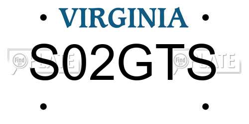 S02GTS Virginia License Plate