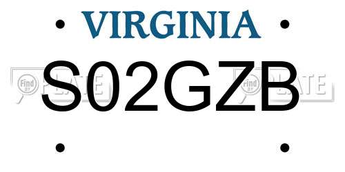 S02GZB Virginia License Plate