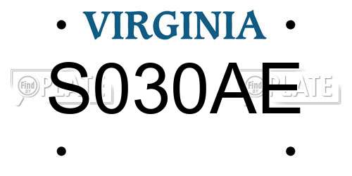 S030AE Virginia License Plate