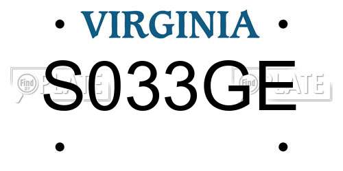 S033GE Virginia License Plate