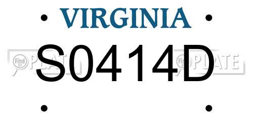 S0414D Virginia License Plate