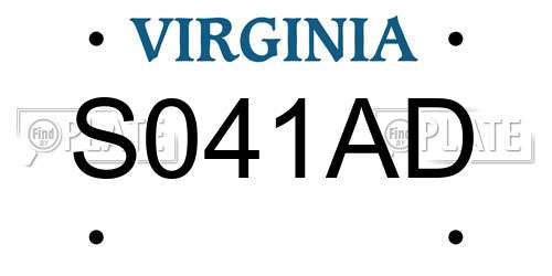 S041AD Virginia License Plate