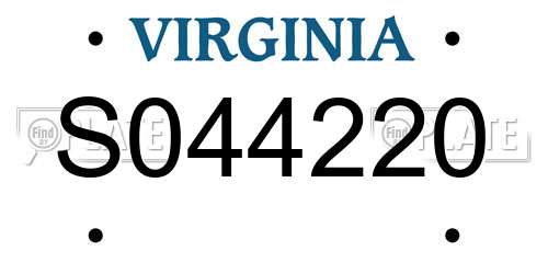 S044220 Virginia License Plate