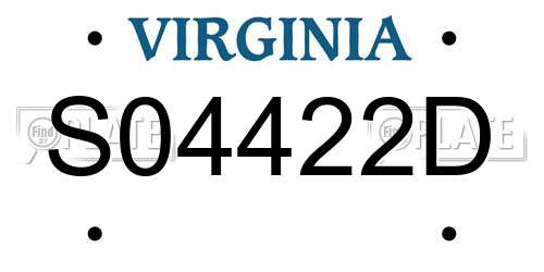 S04422D Virginia License Plate
