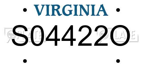 S04422O Virginia License Plate