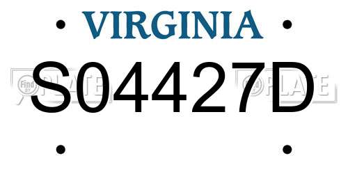 S04427D Virginia License Plate