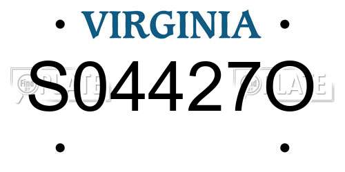 S04427O Virginia License Plate