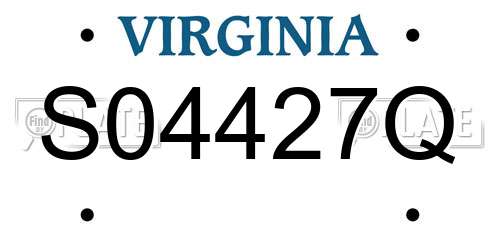 S04427Q Virginia License Plate