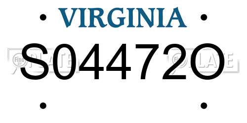 S04472O Virginia License Plate