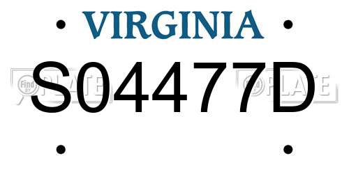S04477D Virginia License Plate