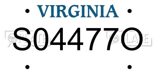 S04477O Virginia License Plate