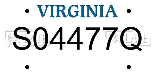 S04477Q Virginia License Plate