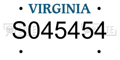 S045454 Virginia License Plate
