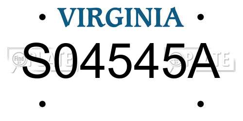 S04545A Virginia License Plate