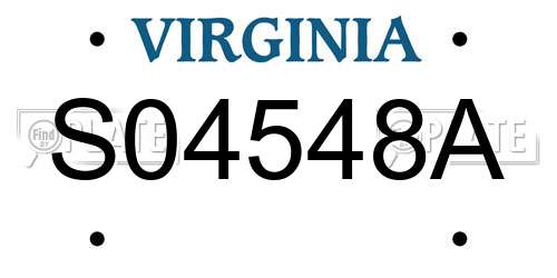 S04548A Virginia License Plate