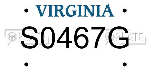 S0467G Virginia License Plate