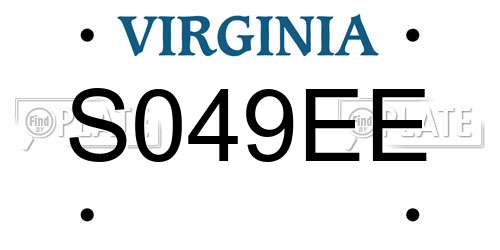S049EE Virginia License Plate