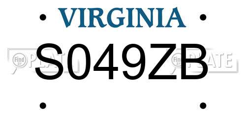 S049ZB Virginia License Plate