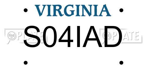 S04IAD Virginia License Plate