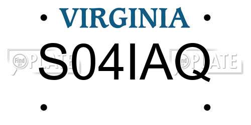 S04IAQ Virginia License Plate