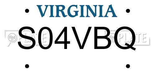 S04VBQ Virginia License Plate