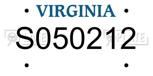 S050212 Virginia License Plate