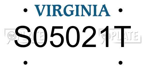 S05021T Virginia License Plate