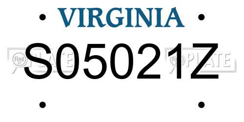 S05021Z Virginia License Plate