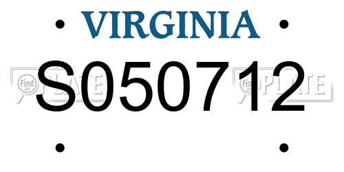 S050712 Virginia License Plate