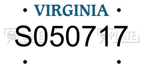 S050717 Virginia License Plate