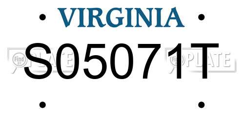 S05071T Virginia License Plate