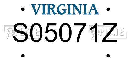 S05071Z Virginia License Plate