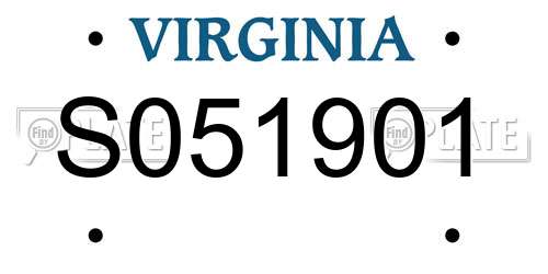 S051901 Virginia License Plate